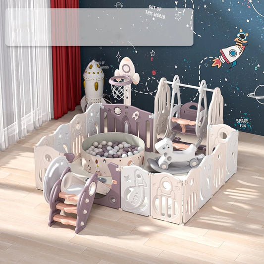 How do you adapt the shape of the 6-12 month playpen to different room layouts?