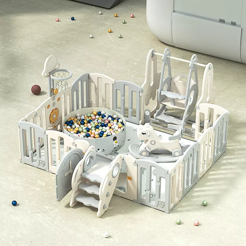 What are the functions of the baby playpen's pull tabs?