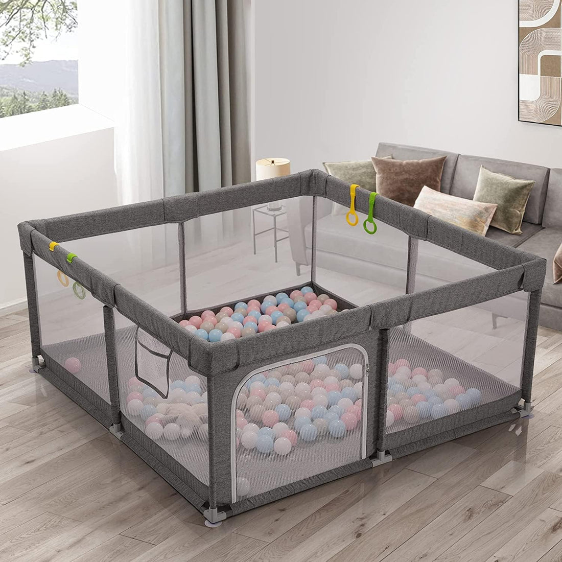 At what age are portable fabric playpens suitable for children?