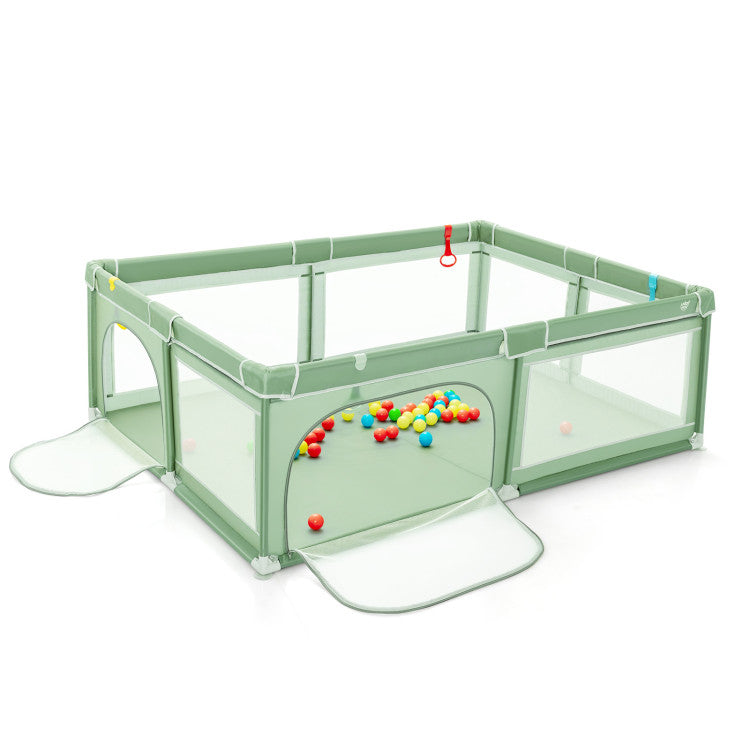 81 x 59 inch portable baby playpen with sea balls and handles