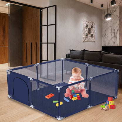 Transparent mesh safety baby playpen for indoor and outdoor use