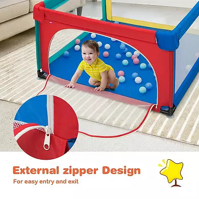 Large safe baby playpen with 50 balls for toddlers