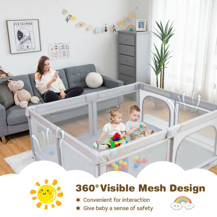 73 x 61 inch baby playpen with 50 ocean balls and non-slip suction cups