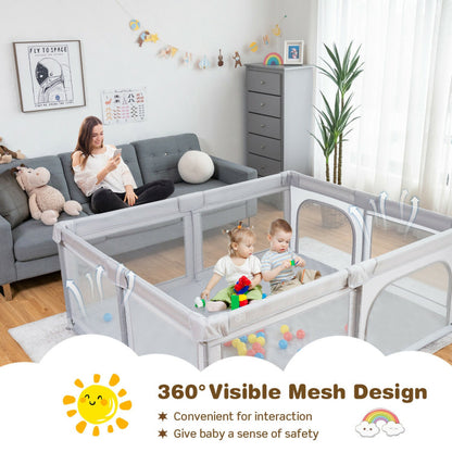 73 x 61 inch baby playpen with 50 ocean balls and non-slip suction cups