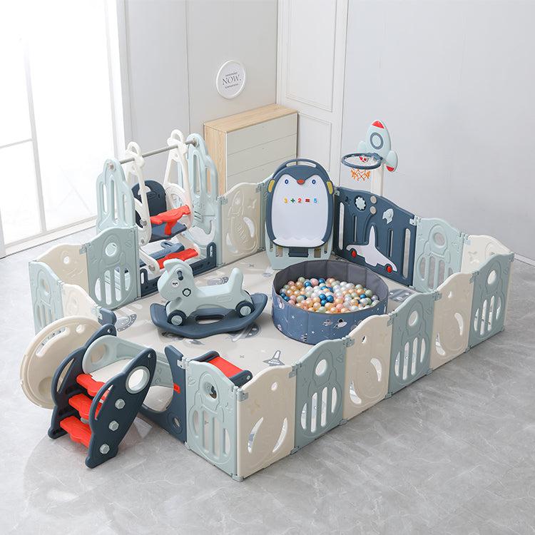 Playpen with toys