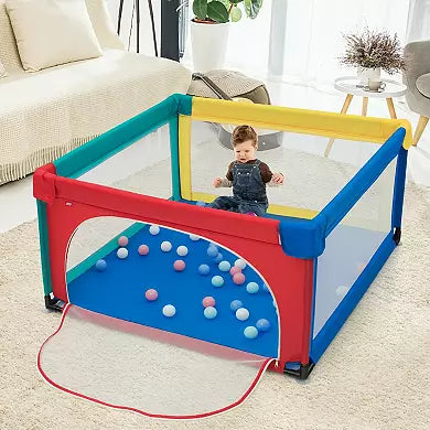Large safe baby playpen with 50 balls for toddlers