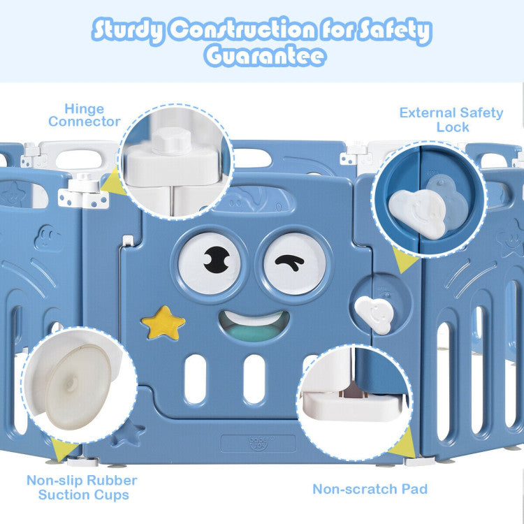 16-Panel Foldable Baby Playpen Kids Activity Centre