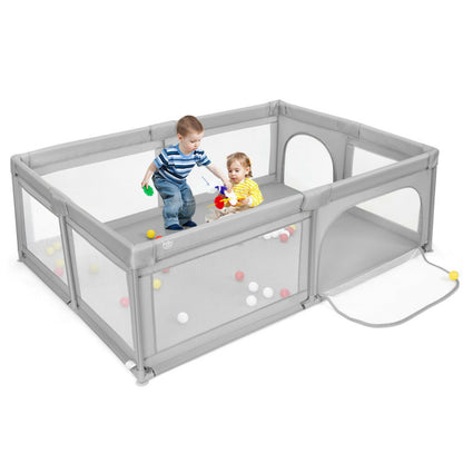 81 x 58 inch baby playpen with 50 sea balls and zipper doors