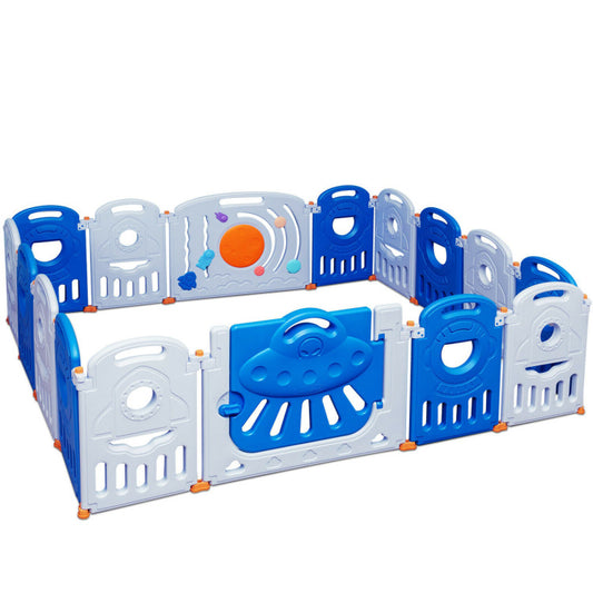 16-Panel Baby Playpen Safety Play Center with Lockable Gate