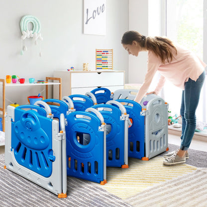 16-Panel Baby Playpen Safety Play Center with Lockable Gate