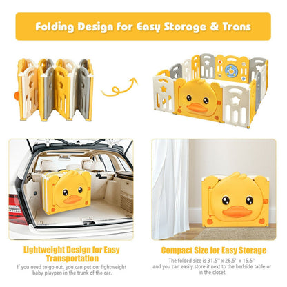 14-Panel Foldable Baby playpen with Sound