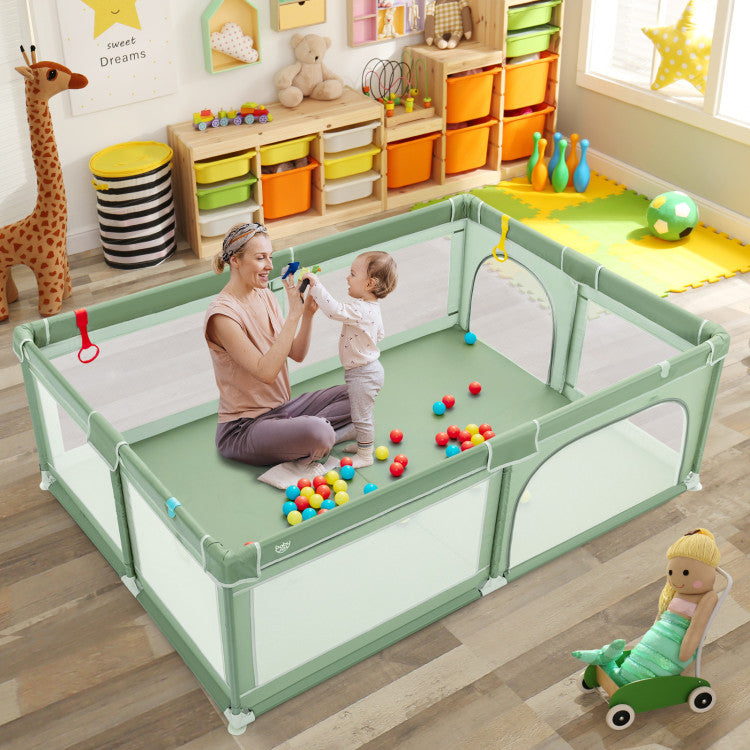 81 x 59 inch portable baby playpen with sea balls and handles
