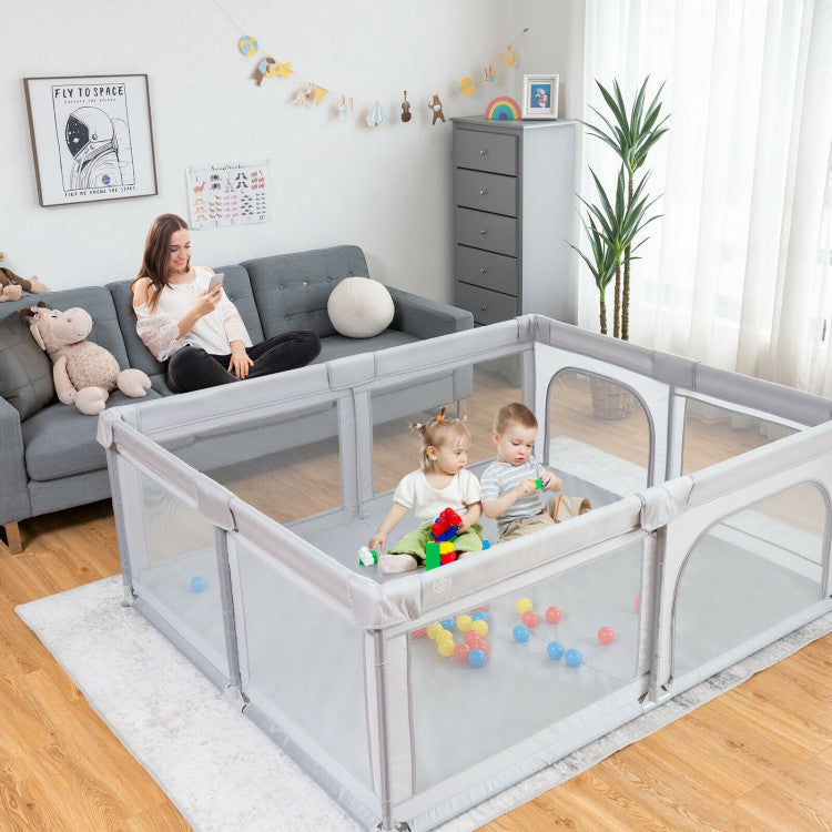 73 x 61 inch baby playpen with 50 ocean balls and non-slip suction cups
