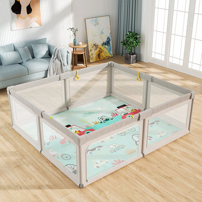 59x59inch Large Baby and Toddler Playpen with Mat
