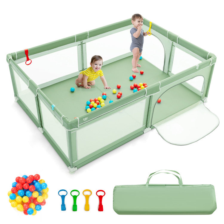 81 x 59 inch portable baby playpen with sea balls and handles