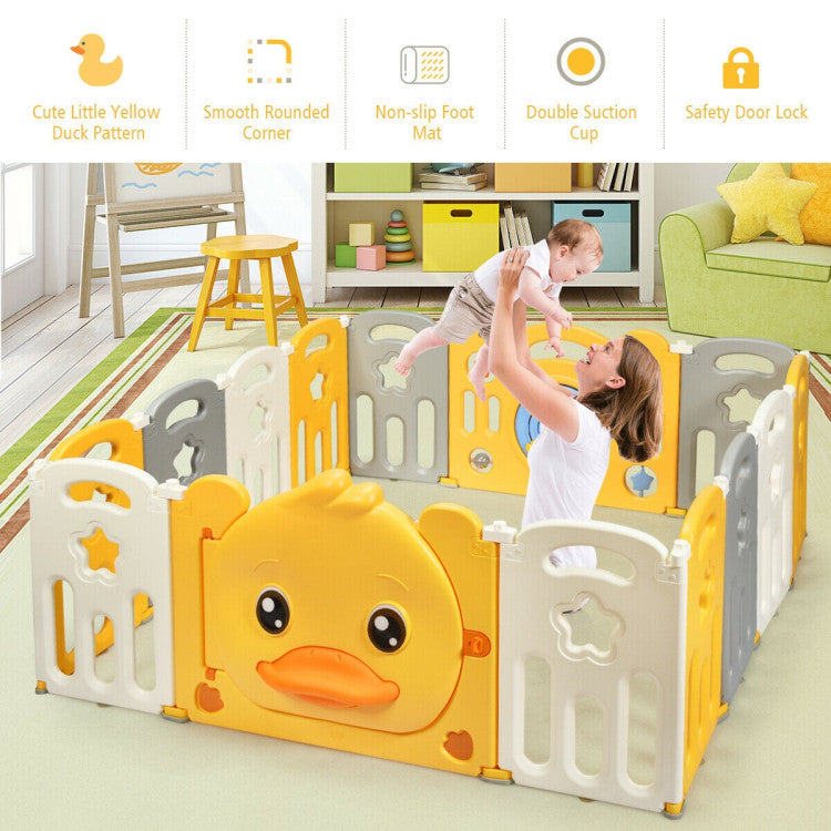 14-Panel Foldable Baby playpen with Sound