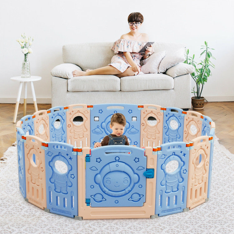 Foldable Baby Playpen Kids Activity Center with Lockable Door