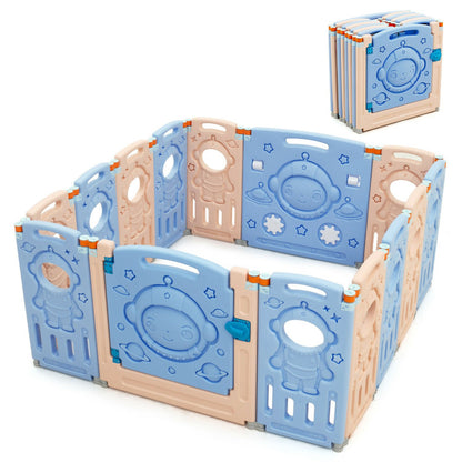 Foldable Baby Playpen Kids Activity Center with Lockable Door