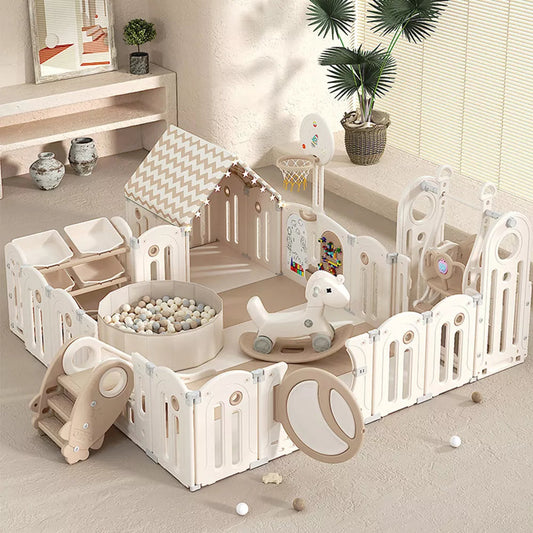 Foldable Baby Fence with House Baby Playpen and Matching Toys
