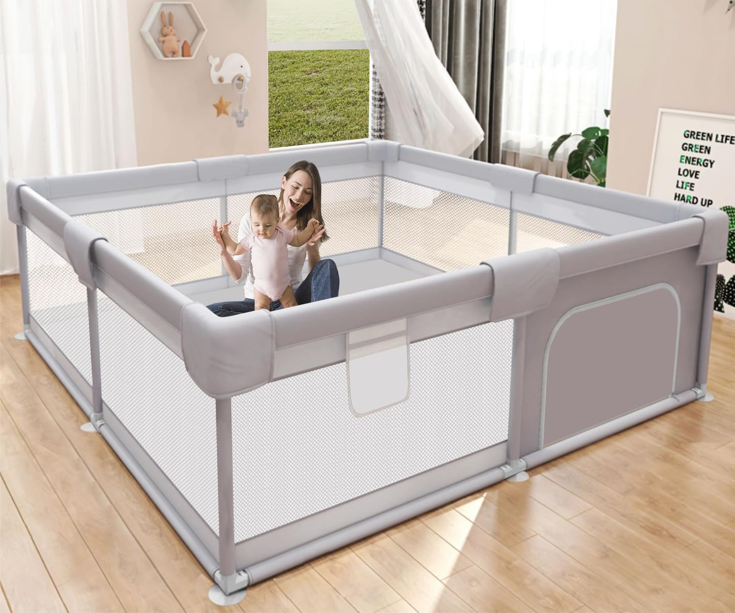 breathable mesh anti-fall baby playpen