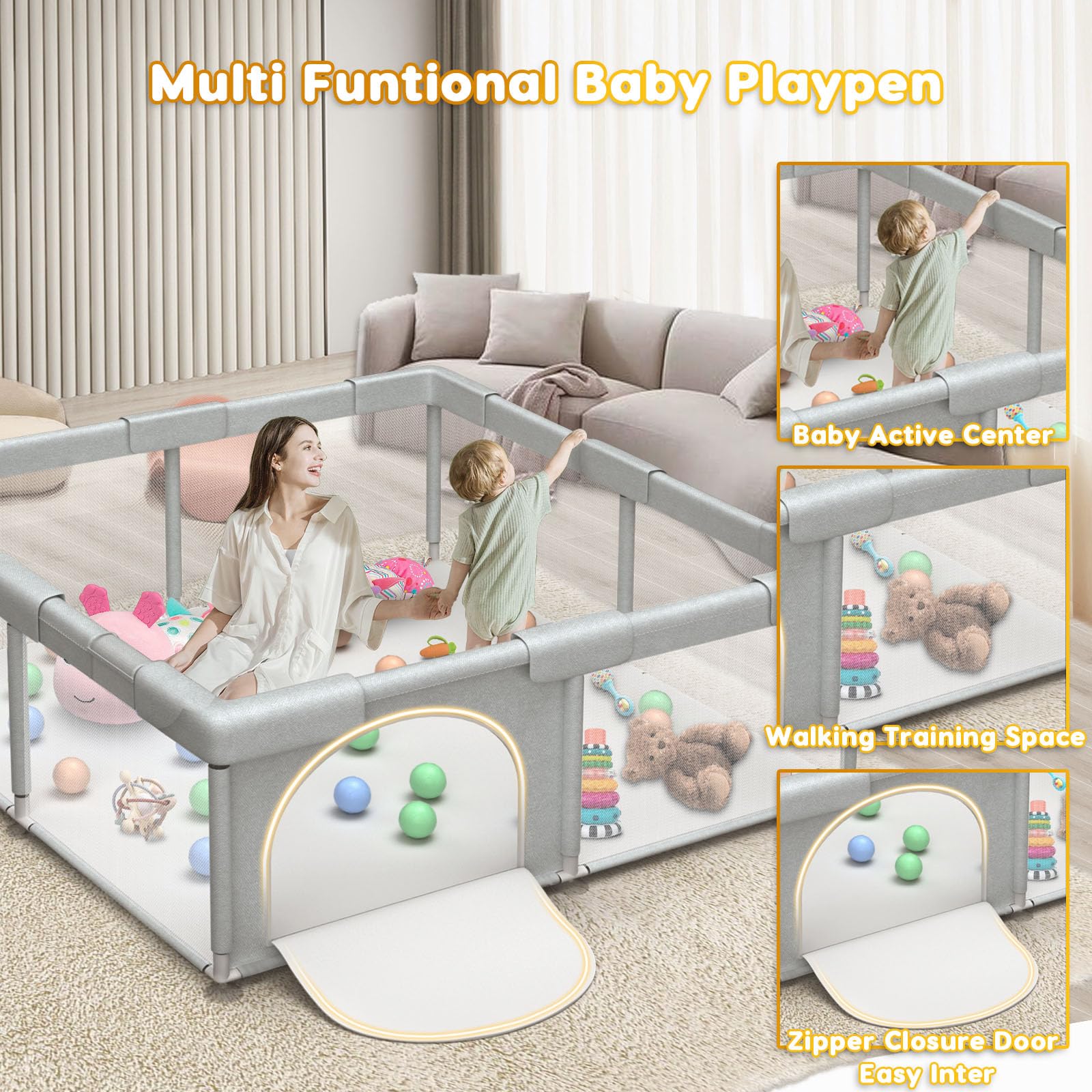 Indoor and outdoor playpen for baby with breathable mesh anti-fall baby play pen