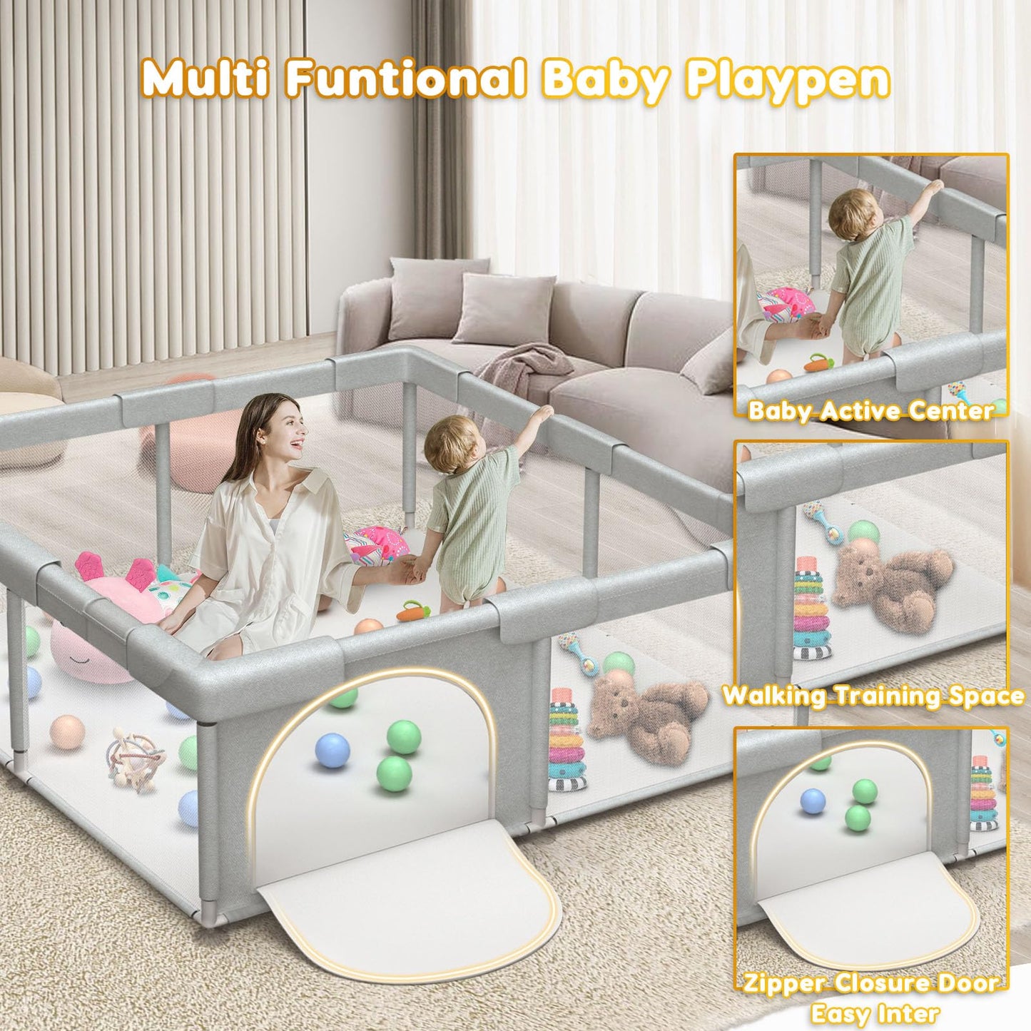 Indoor and outdoor playpen for baby